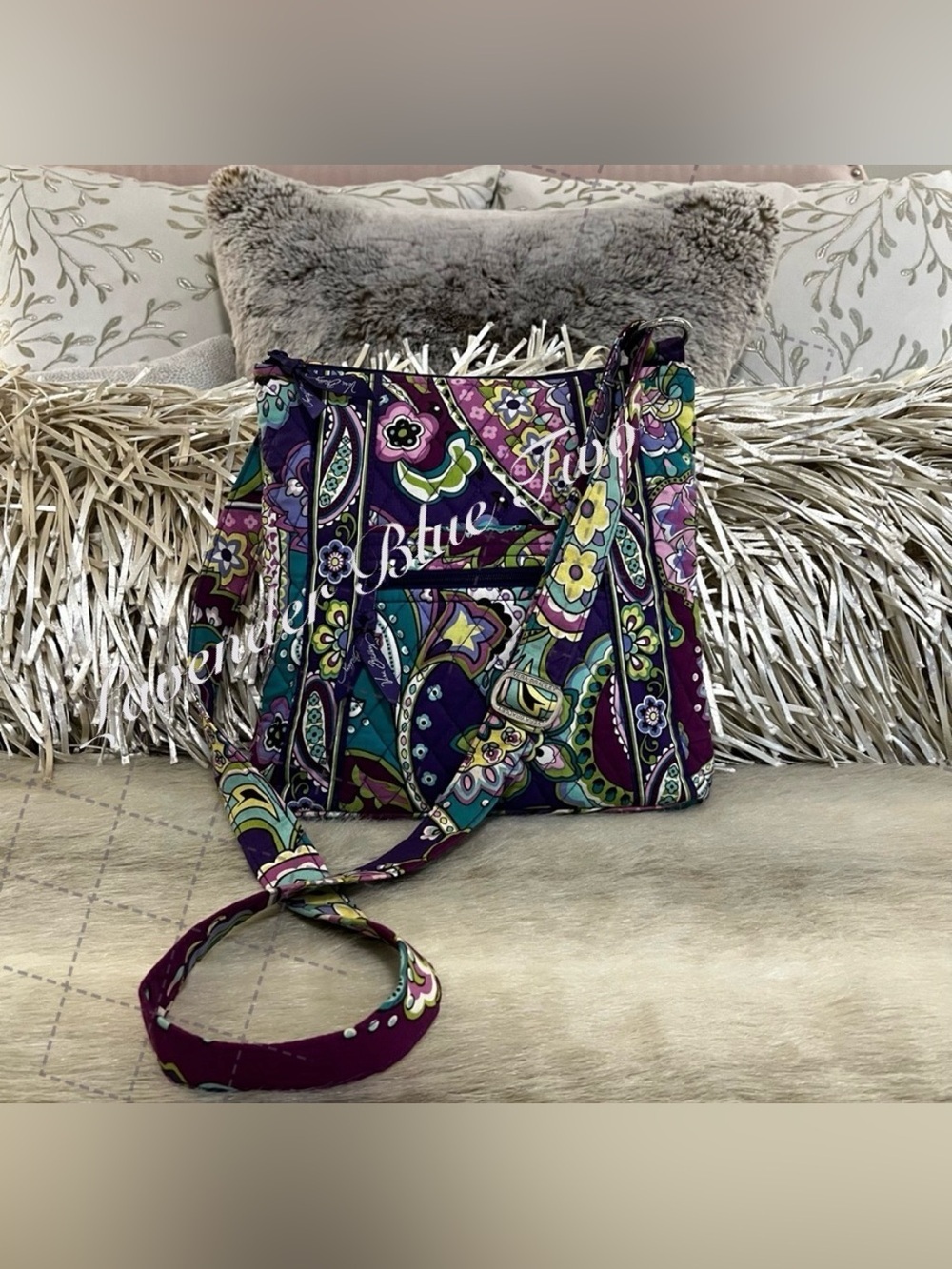 VERA BRADLEY Heather 2013 Zip Hipster Crossbody Purple Green Paisley Y2K Bag
